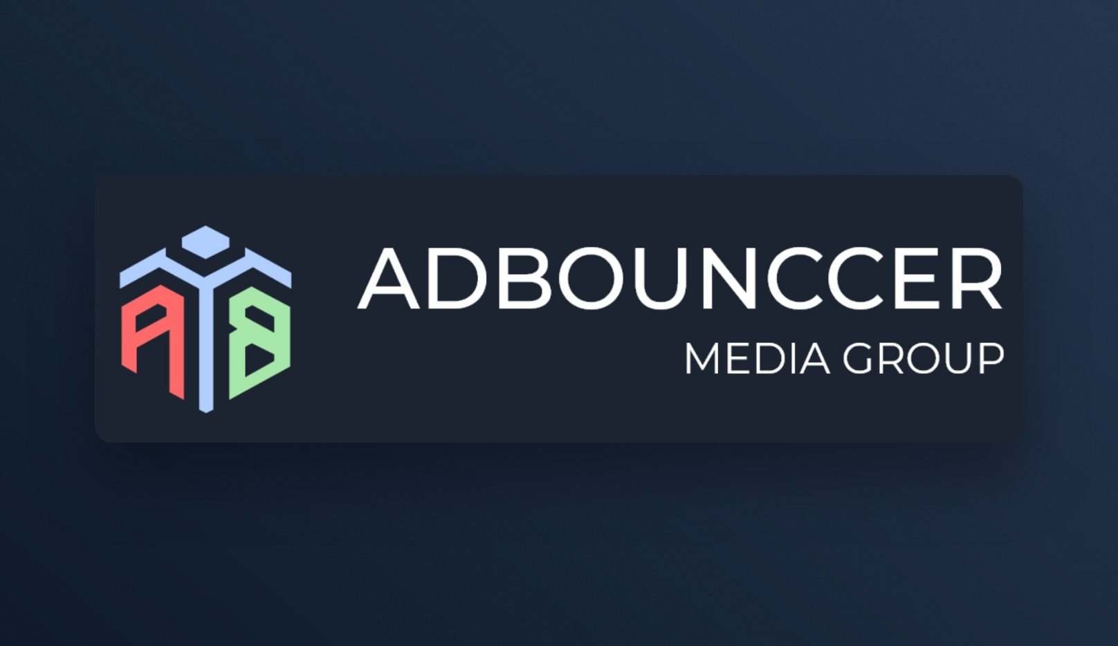 Adbounccer Media Group Logo featuring a modern hexagonal icon with initials AB in vibrant colors designed by Avinash Boddeda