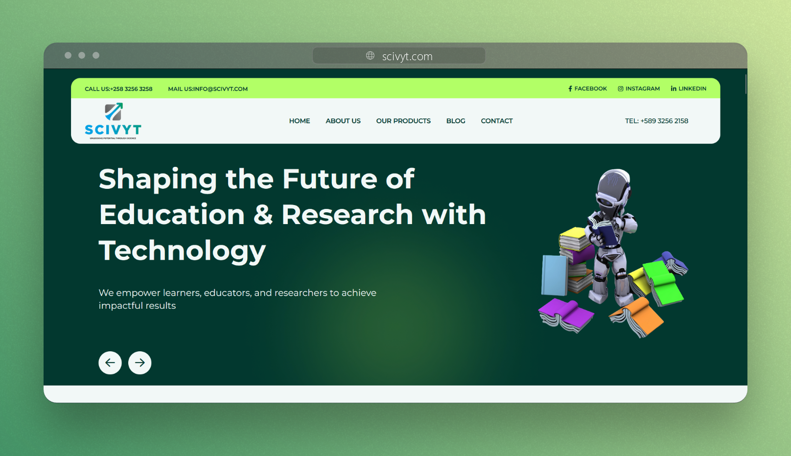 Screenshot of Scivyt.com - Website developed by Jaya Sai Avinash Boddeda